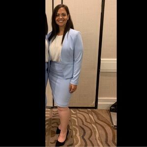 Calvin Klein Soft Blue Blazer & Skirt set